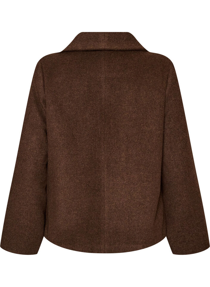 Kort jacka med asymmetrisk kn&auml;ppning, Brun, Packshot image number 1