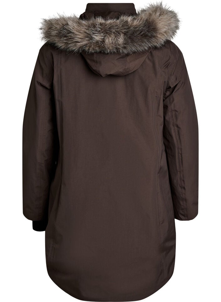 Vattent&auml;t parkas med huva, Brun, Packshot image number 1