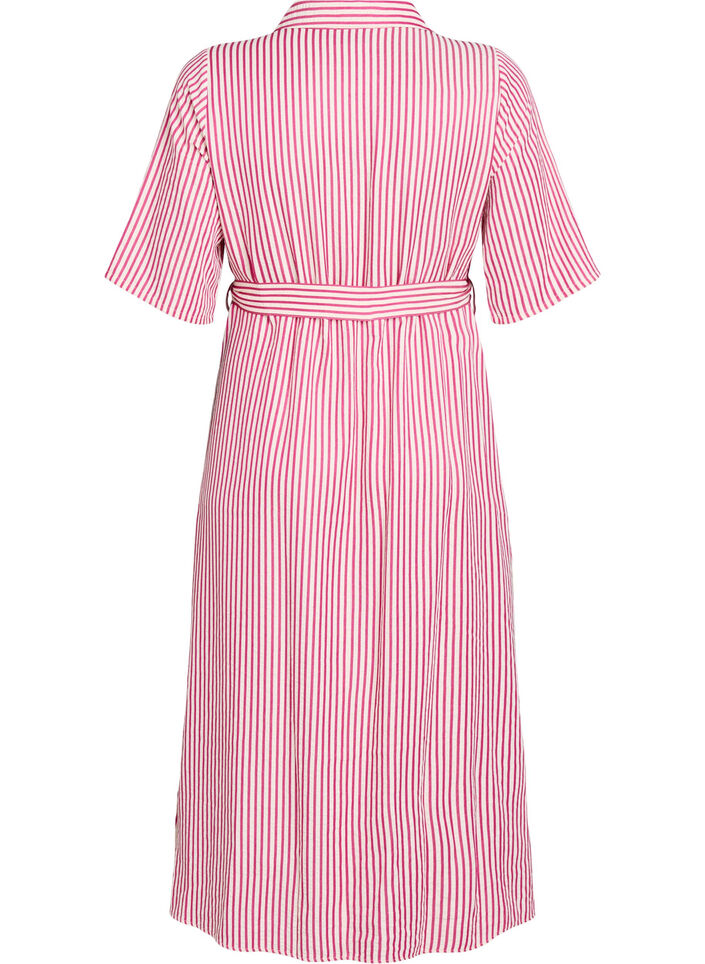 Ankell&aring;ng skjortkl&auml;nning med knytsk&auml;rp och r&auml;nder, Rosa, Packshot image number 1