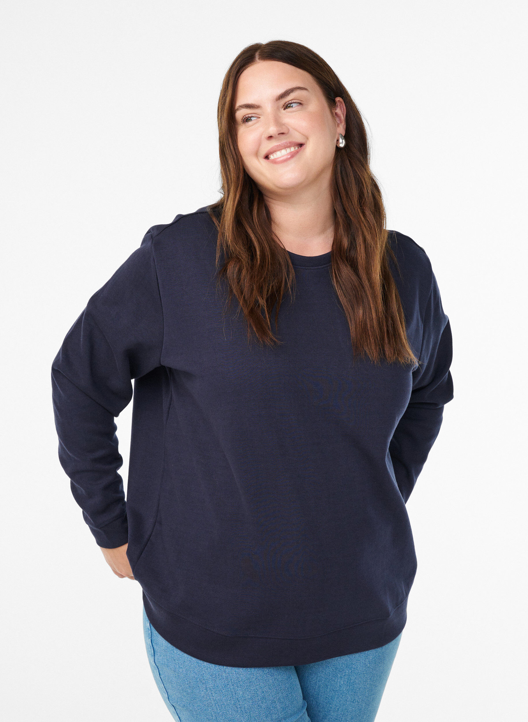ZizziSweatshirt med rund halsringning, Bl&aring;, Model image number 0