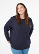 Sweatshirt med rund halsringning, Bl&aring;, Model image number 0