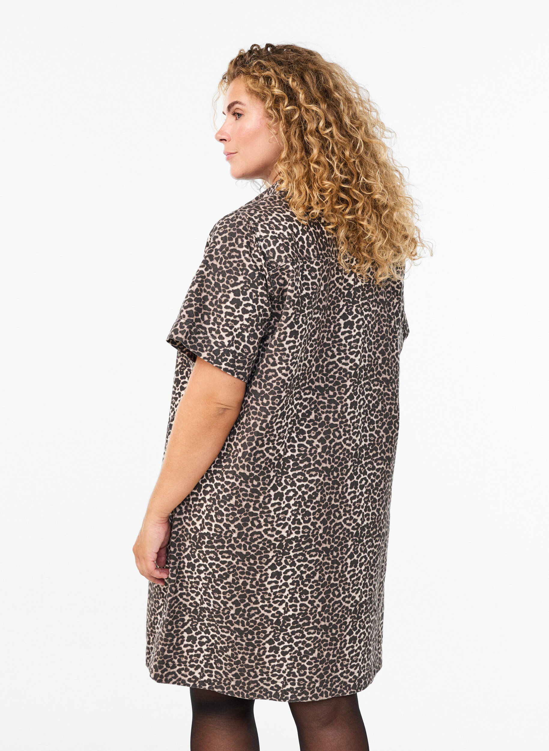 Zizzi Jeanskl&auml;nning med leopardm&ouml;nster, Brun, Model image number 2