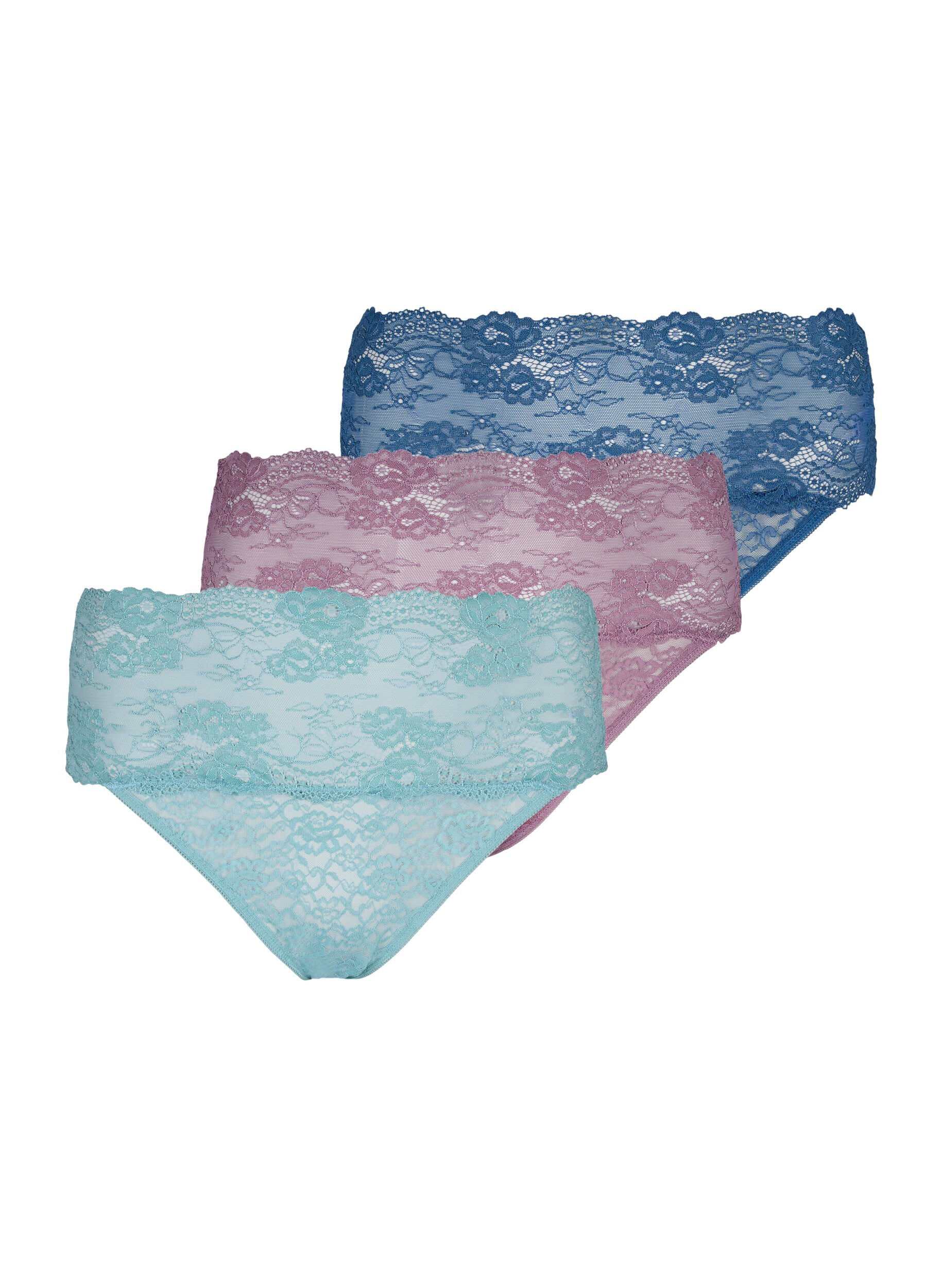 Zizzi 3-pack g-stringtrosor i spets, Mix assortments AW, Packshot image number 0