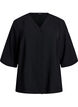Skjortblus med v-ringning och 3/4-&auml;rm, Svart, Packshot image number 0