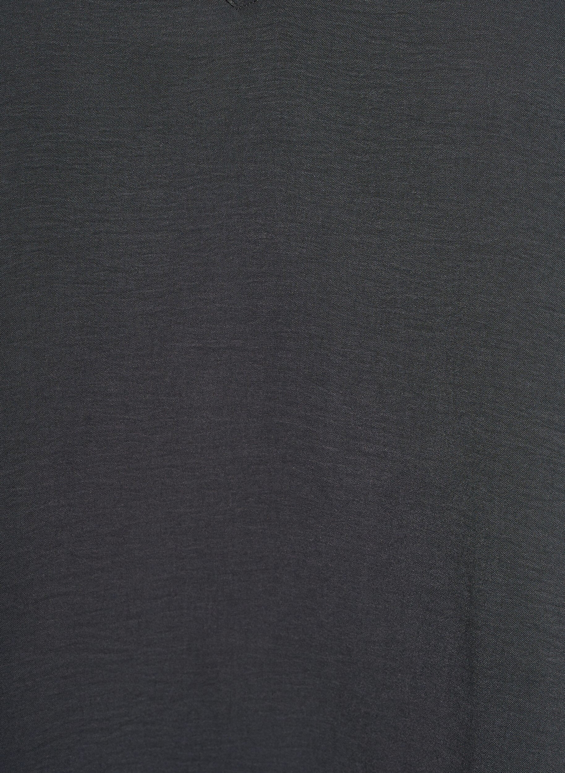 Zizzi Blus med smockade manschetter och v-ringning, Gr&aring;, Packshot image number 2