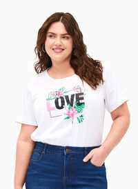 T-shirt från FLASH med tryck, Bright White Love, Model