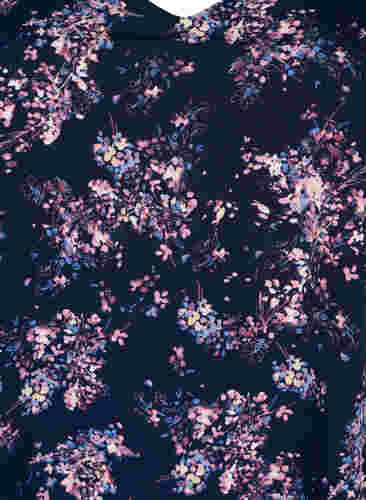 V-ringad tunika med tryck från FLASH, Navy Rose Flower, Packshot image number 2