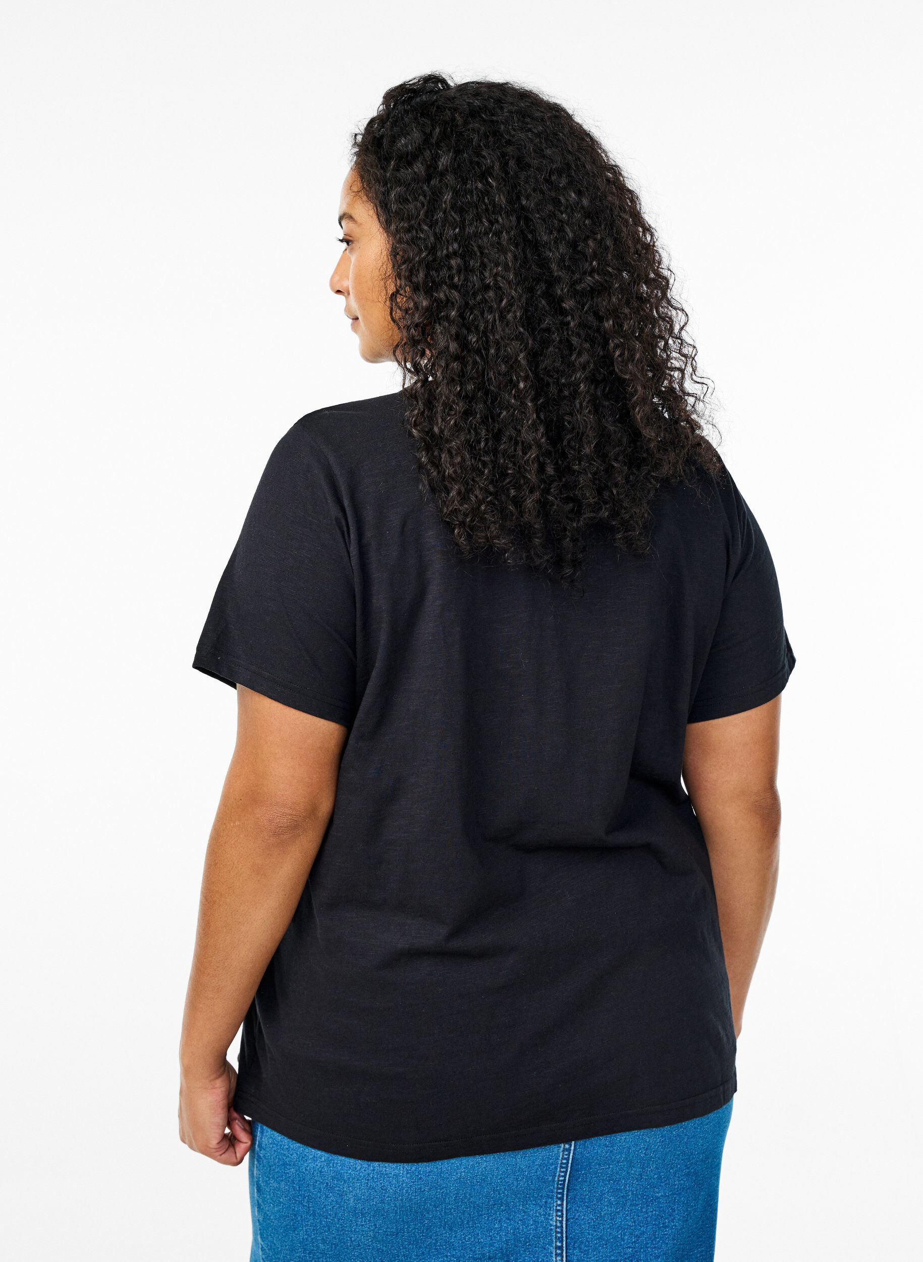 ZizziT-shirt med knappdetalj, Svart, Model image number 2