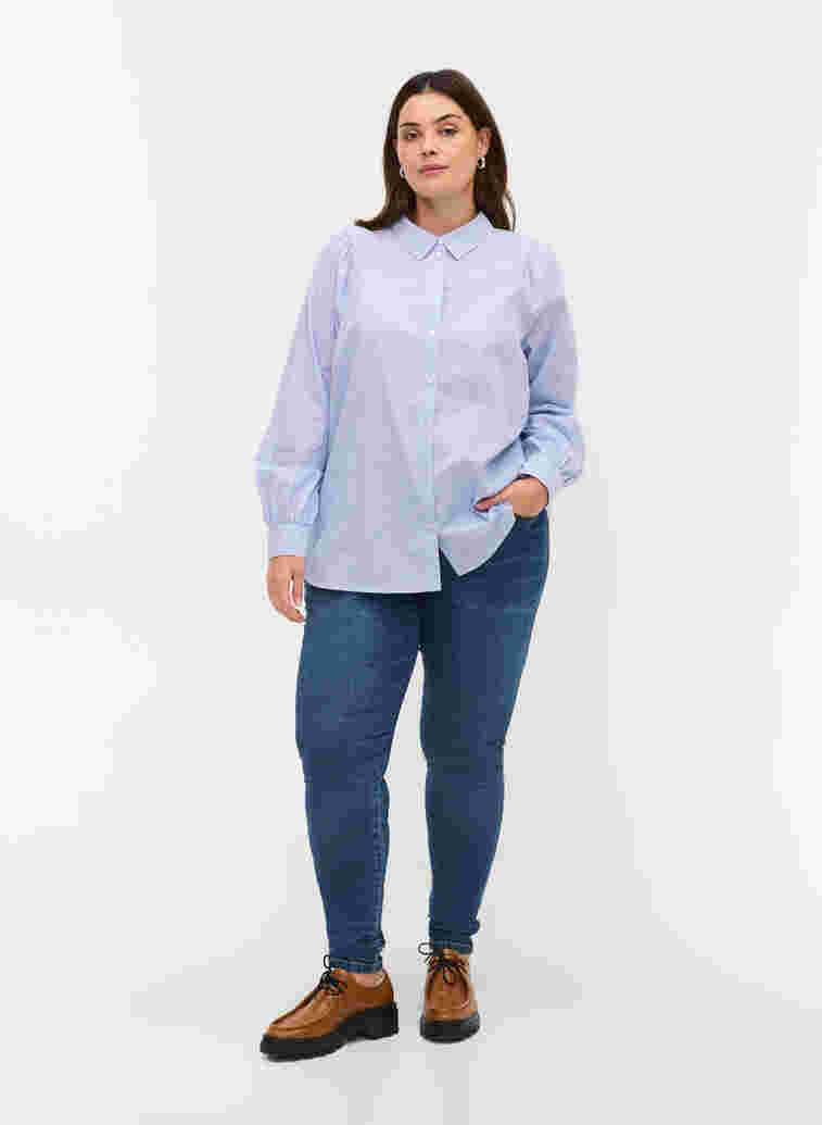 Randig skjorta i bomull, White/Blue stripe, Model image number 3
