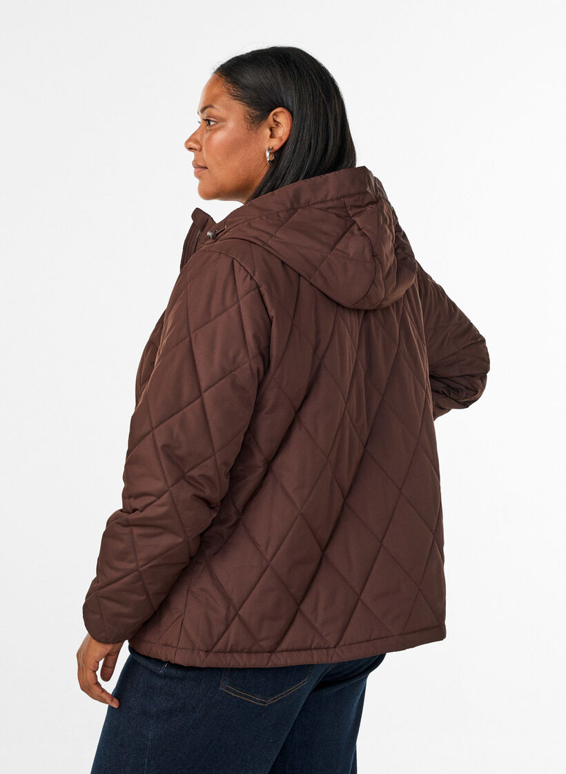 L&auml;tt vadderad jacka med diamantquilt, Brun, Model image number 2