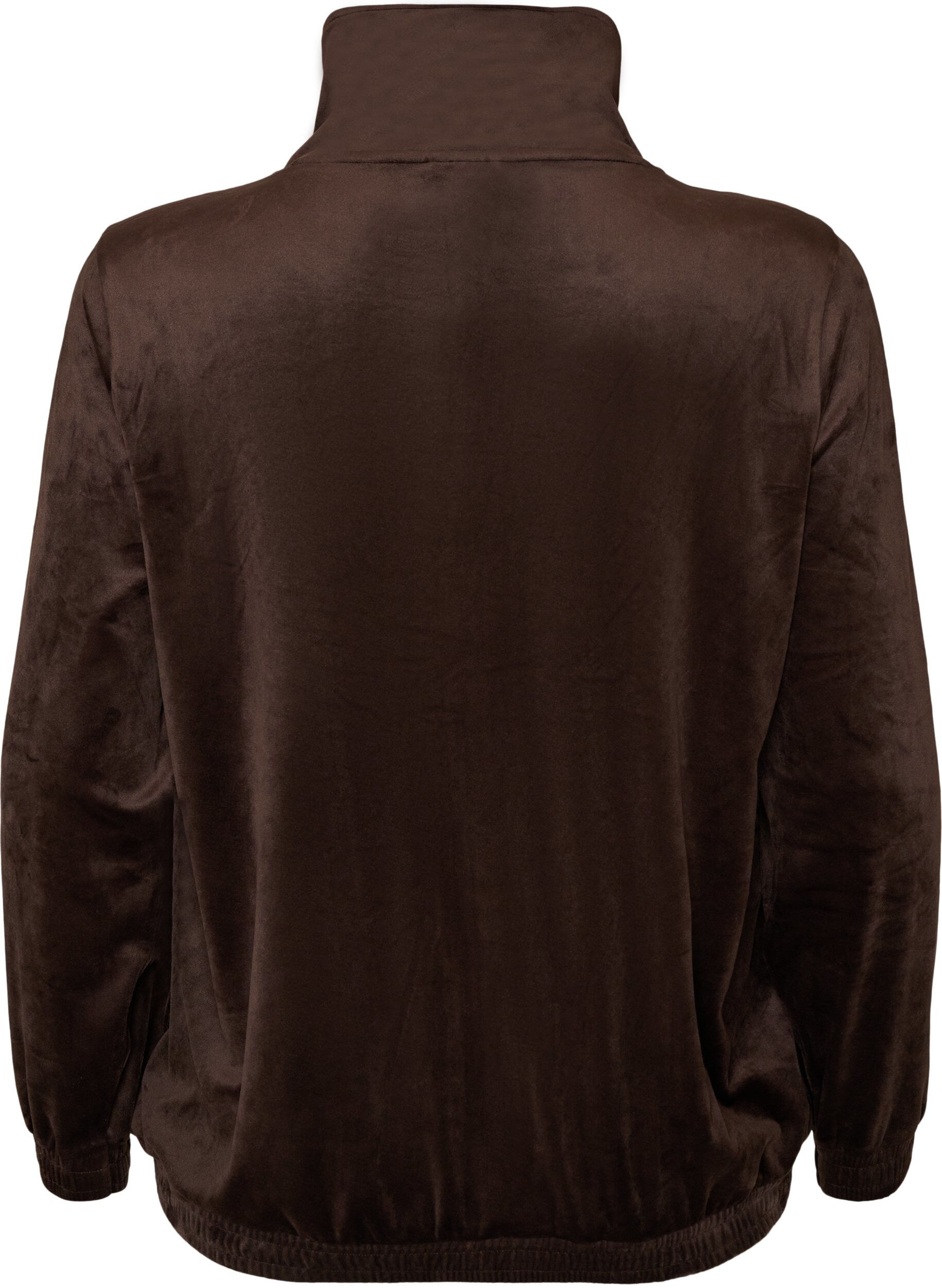 ZizziKofta i mjuk velour med dragkedja och h&ouml;g krage, Brun, Packshot image number 1