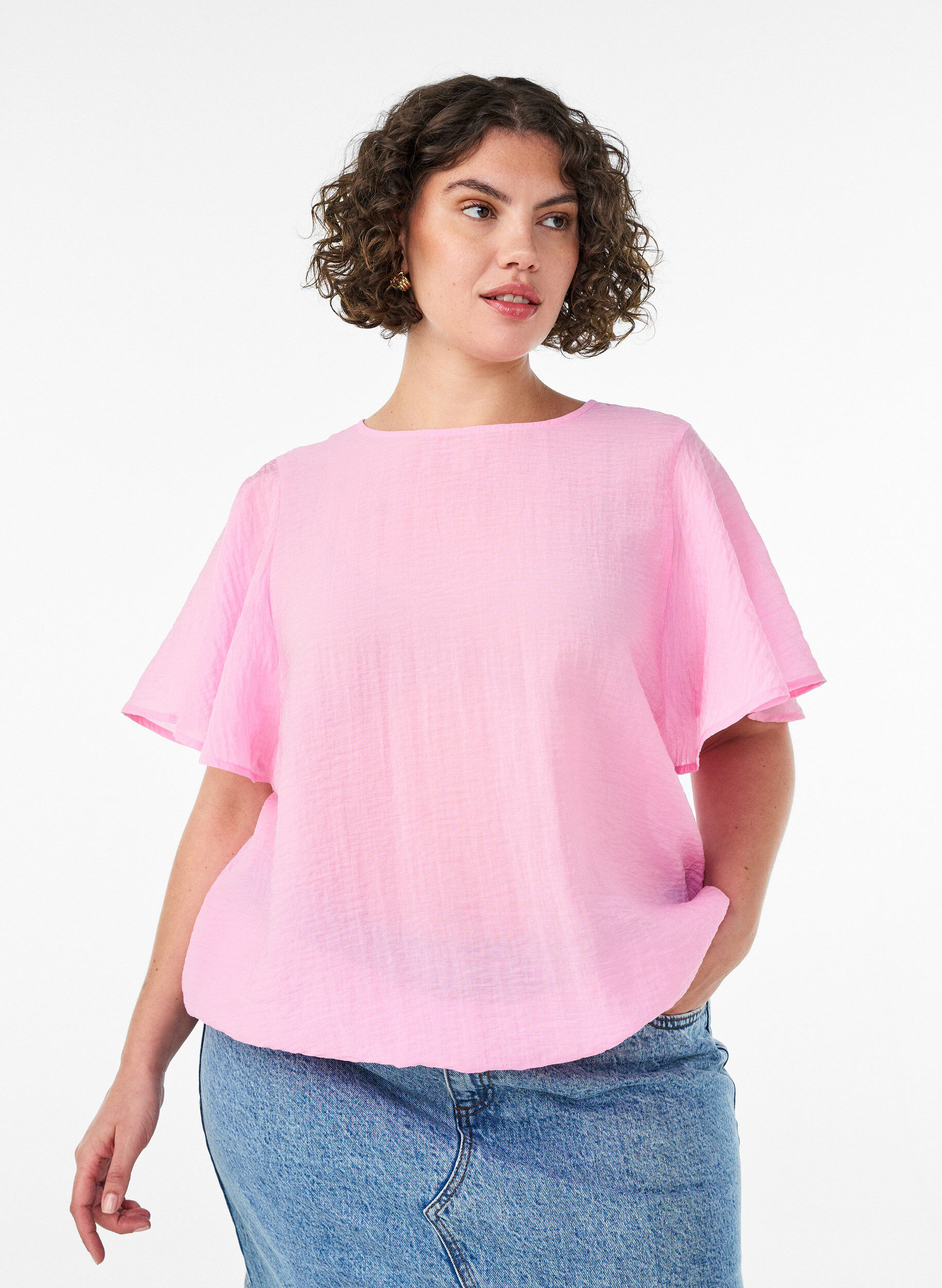 ZizziBlus med ballongform och ving&auml;rmar, Rosa, Model image number 0
