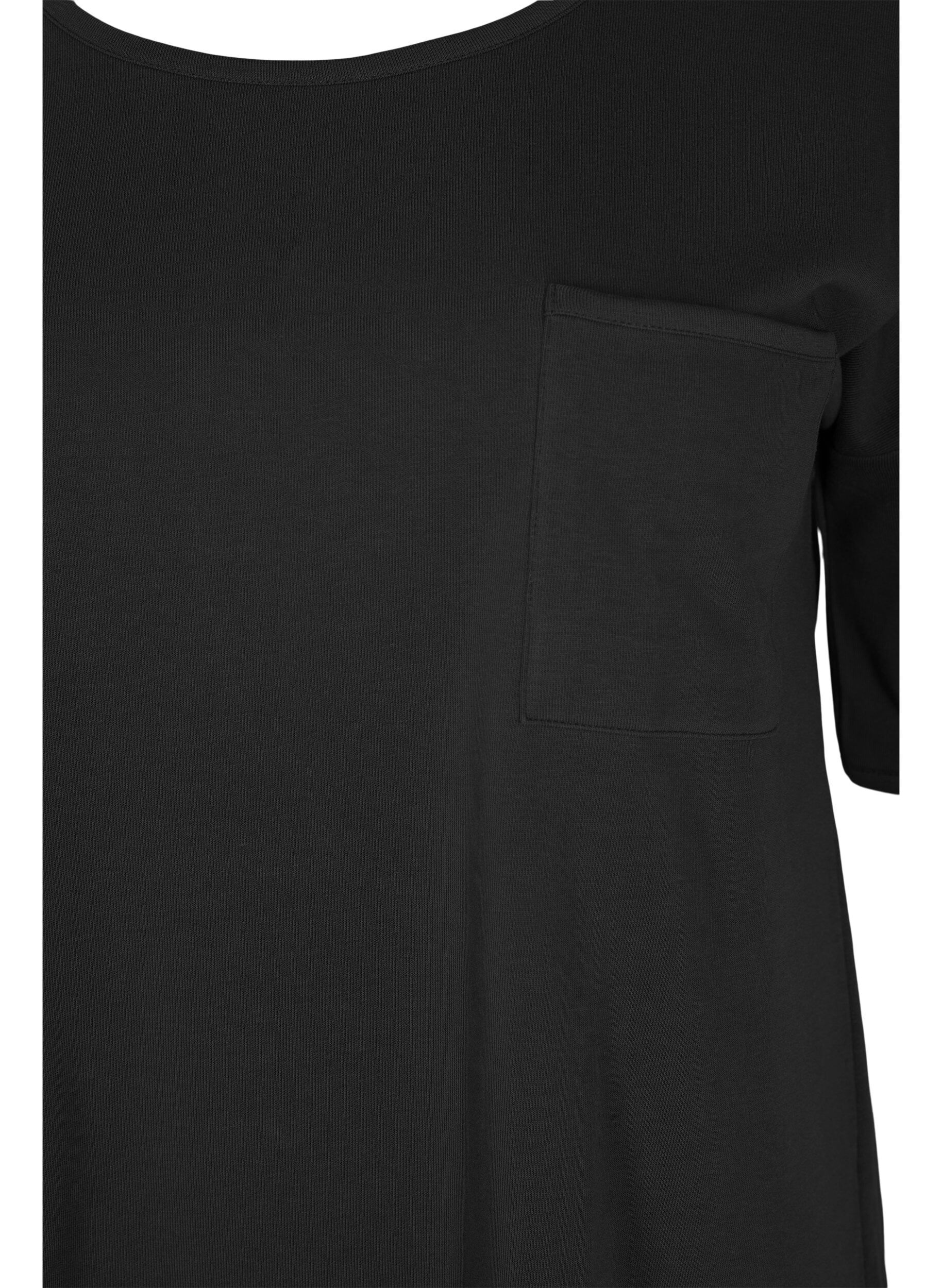 Zizzi Blus med halvl&aring;nga &auml;rmar, Black, Packshot image number 2