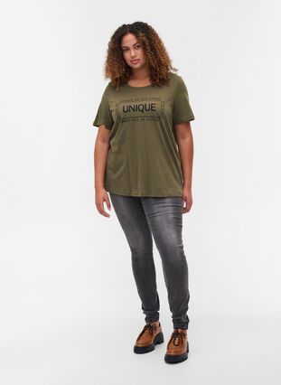 T-shirt i bomull med tryck, Ivy Green/Unique, Model image number 2