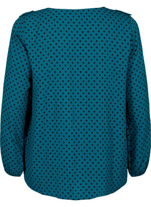 Långärmad blus med volanger, Shaded Spruce Dot, Packshot image number 1