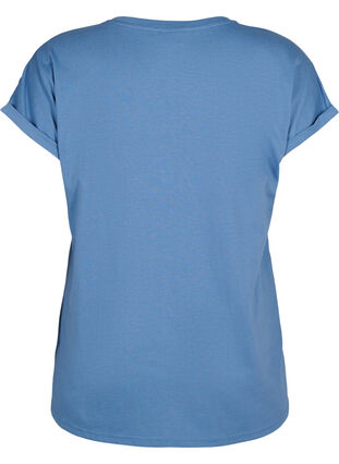 Kortärmad t-shirt i bomullsmix, Moonlight Blue, Packshot image number 1