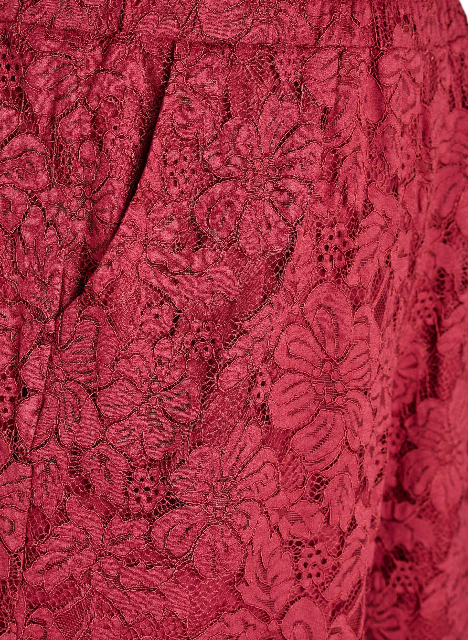 Zizzi Spetsiga byxor med h&ouml;g midja och fickor, M&ouml;rk Bordeaux, Packshot image number 2