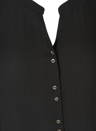 Skjortblus med v-ringning och knappar, Black, Packshot image number 2