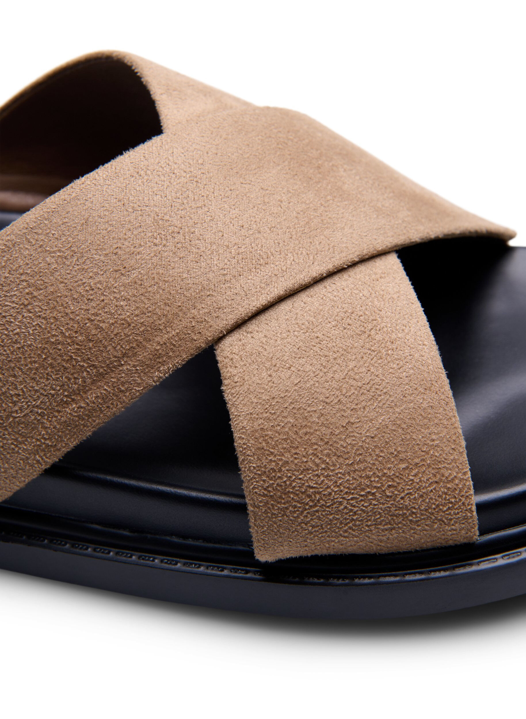 Zizzi Sandal i mockaimitation med korsade remmar, Woodsmoke, Packshot image number 3