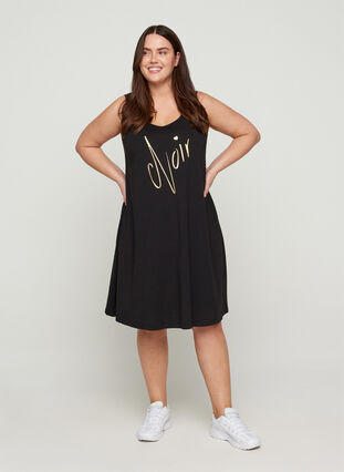 A-linjeformad klänning utan ärmar, Black NOIR, Model image number 2