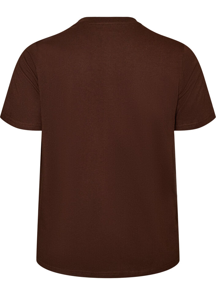 T-shirt i ekologisk bomull med tryck, Brun, Packshot image number 1