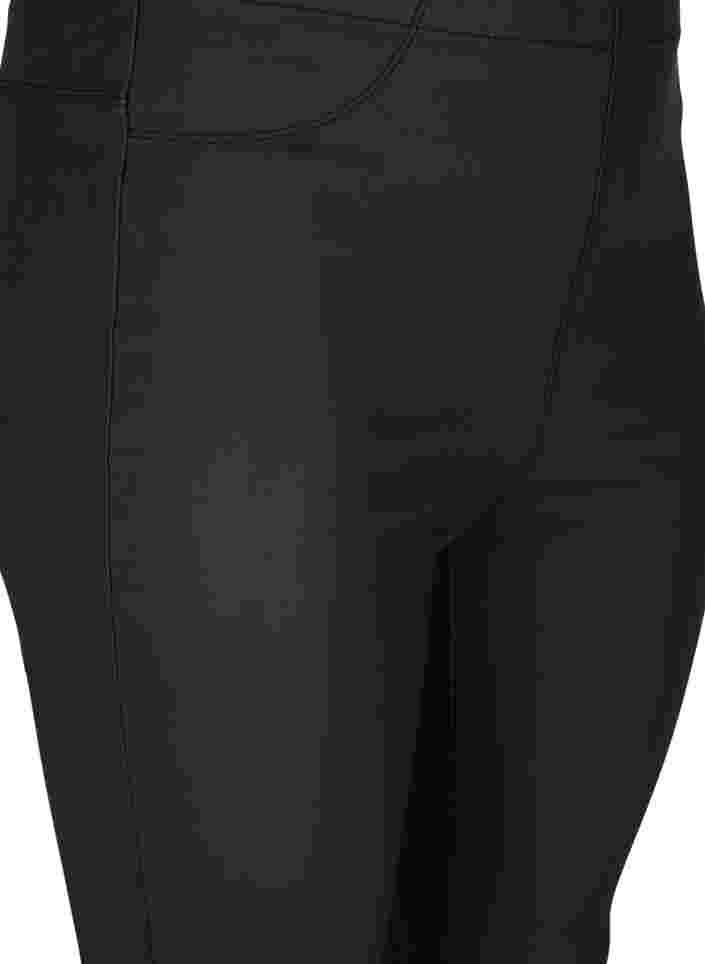 Coated leggings med slits, Black, Packshot image number 2