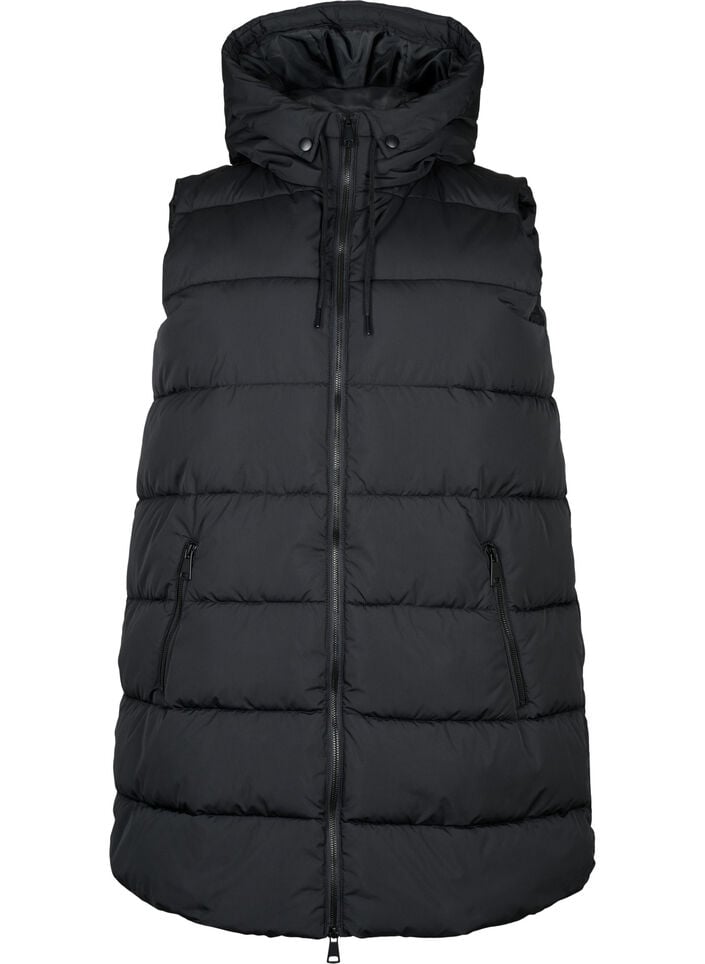 L&aring;ng v&auml;st med huva och fickor, Svart, Packshot image number 0