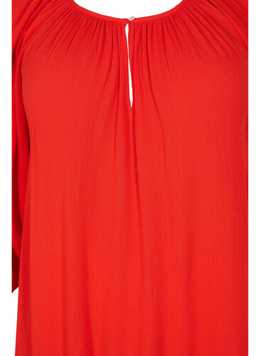 Viskosklänning med 3/4-ärmar, Fiery Red, Packshot image number 2