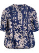 Blus med tryck och halvkorta &auml;rmar, Bl&aring;, Packshot image number 0