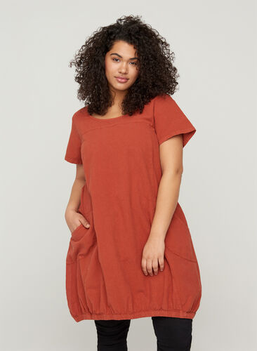 Kortärmad klänning i bomull, Arabian Spice, Model image number 0