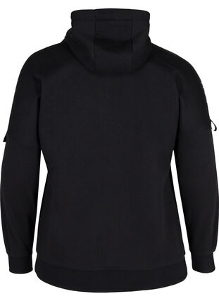 Sweatshirt med huva och dragkedja, Black White, Packshot image number 1