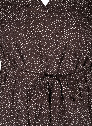 Prickig tunika med knytband i midjan, Brown w. White, Packshot image number 2