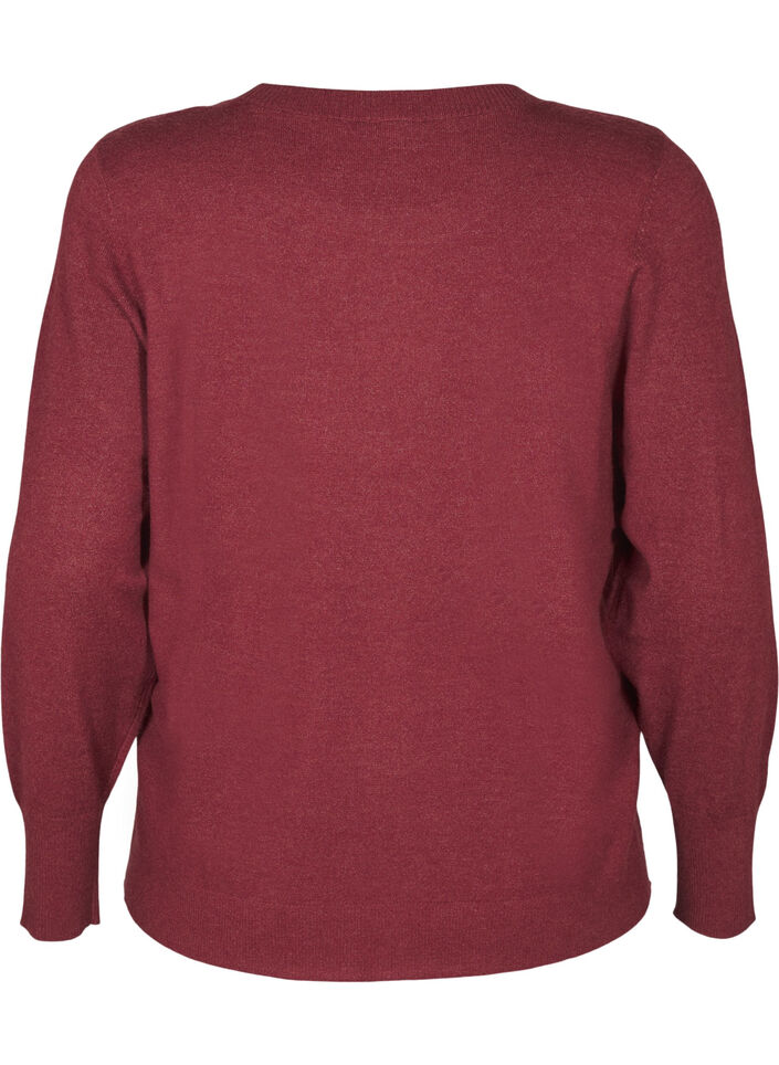 Stickad blus med rund hals, R&ouml;d, Packshot image number 1