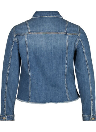 Jeansjacka med slitna detaljer, Light blue denim, Packshot image number 1