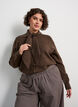 Cardigan med knytband och knappar, Brun, Model image number 0