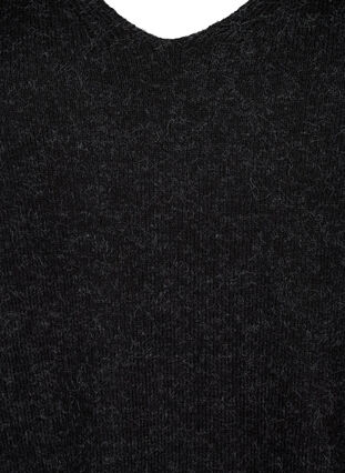 Stickad klänning med slits, Dark Grey Melange, Packshot image number 2