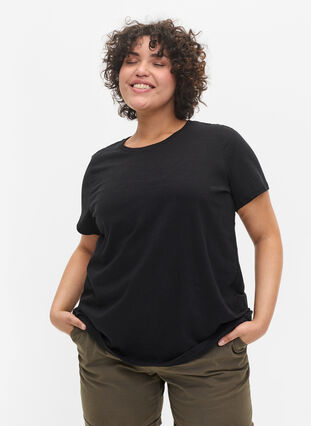 2-pack kortärmade t-shirtar i bomull, Black, Model image number 0