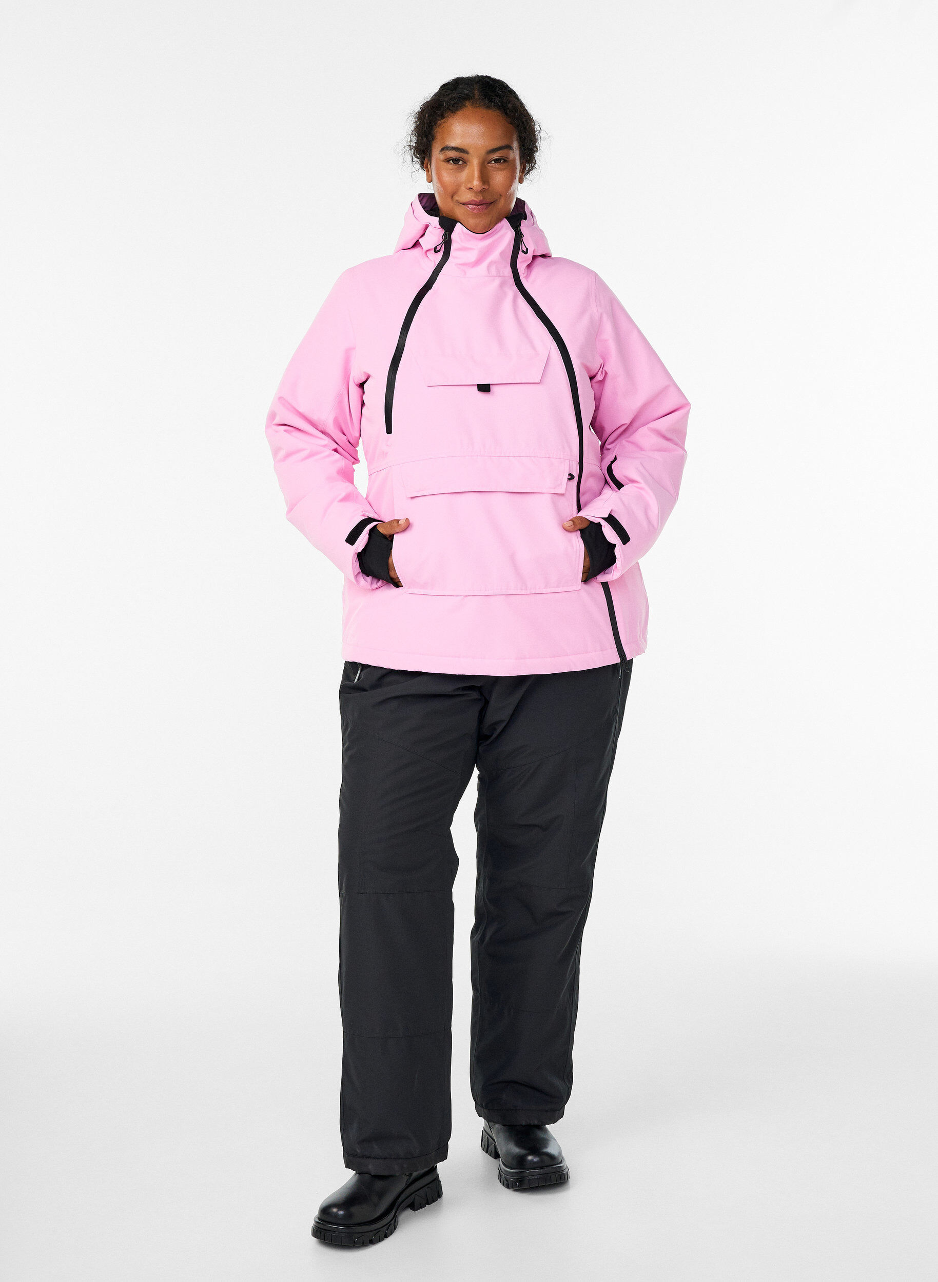 ZizziFunktionell skidjacka med huva, Rosa, Model image number 1