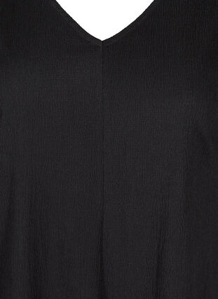 Klänning med puffärmar och v-ringad hals, Black, Packshot image number 2