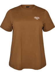 T-shirt i bomull med tryck, Brun