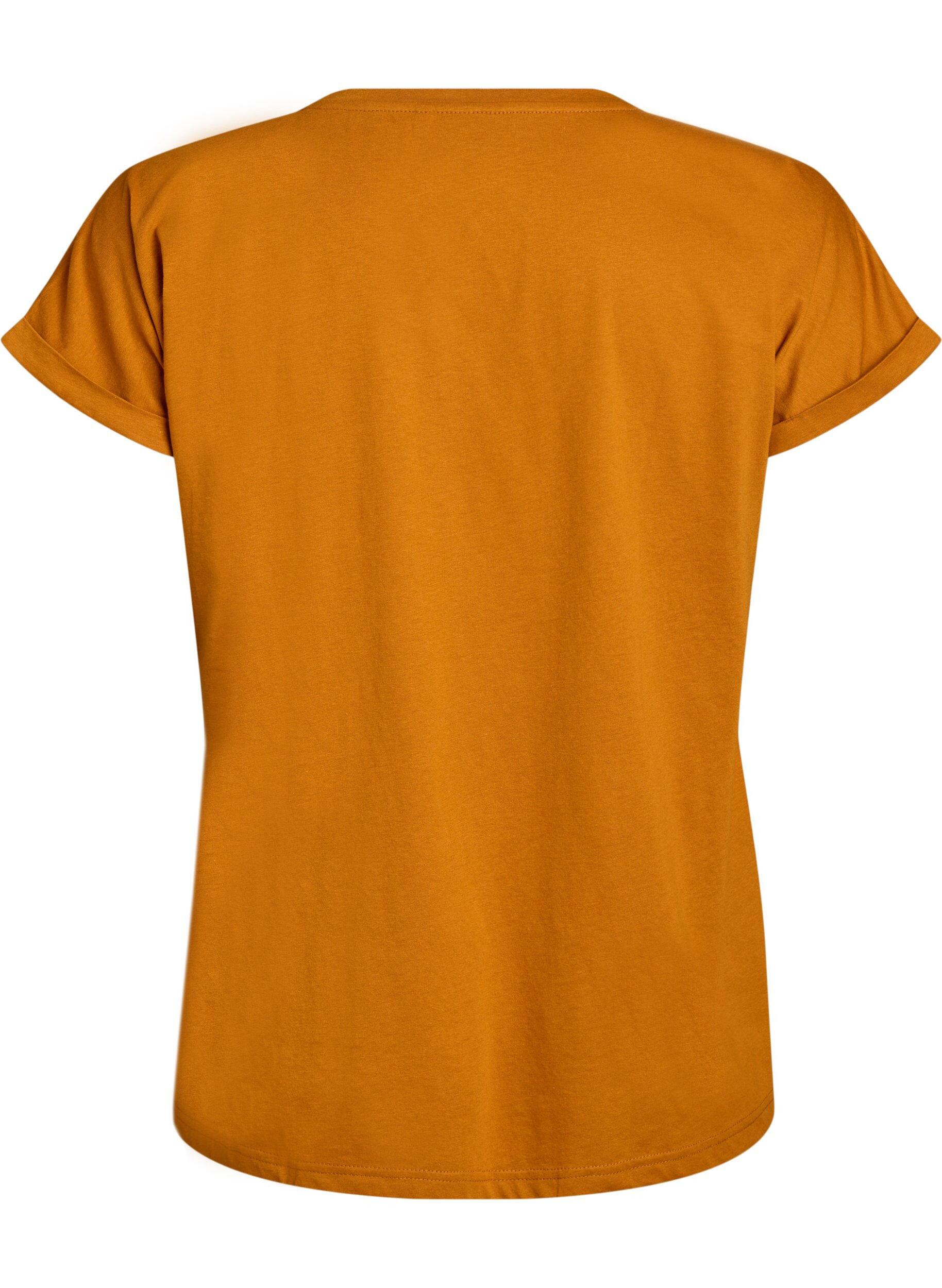 Zizzi Kort&auml;rmad t-shirt i bomullsblandning, Orange, Packshot image number 1
