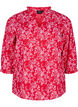 Blus i bomull med blommönster, Röd, Packshot image number 0