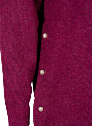 Melerad stickad tröja med pärlknappar på sidorna	, Raspberry Mel., Packshot image number 3