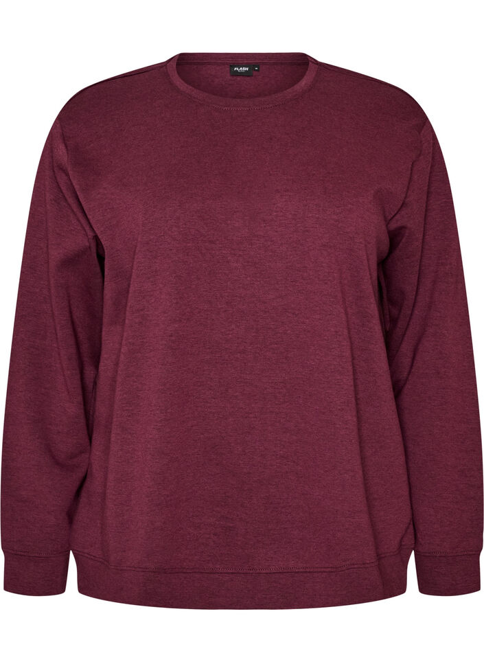 Sweatshirt med rund halsringning, R&ouml;d, Packshot image number 0