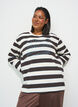Randig blus i jersey med ett sportigt texttryck, Brun, Model image number 0