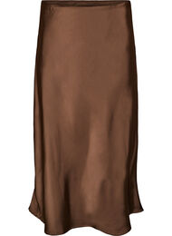 Midikjol i satin, Brun