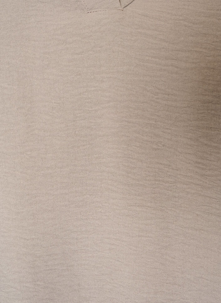 Blus i ballongsilhuett med v-ringning, Beige, Packshot image number 2