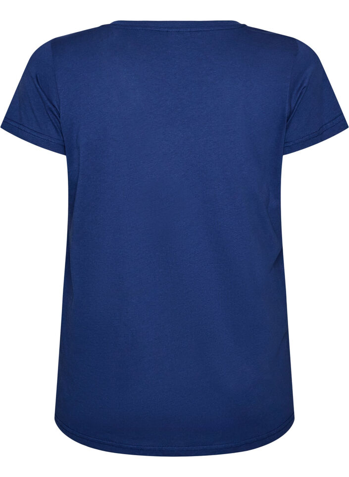 T-shirt i bomull med tryck framtill och v-ringning, 1447, Packshot image number 1