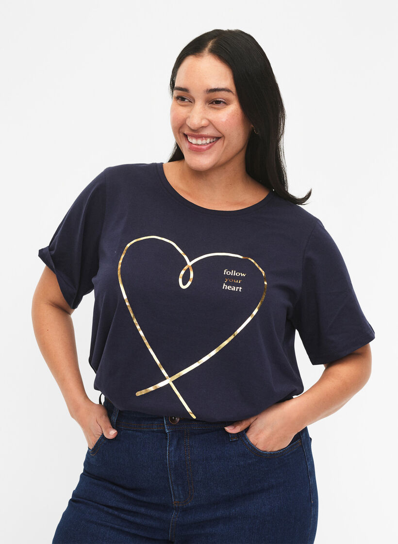 T-shirt från FLASH med tryck, Navy Blazer, Model image number 0