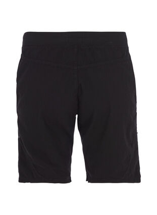 Lösa shorts i bomull med fickor, Black, Packshot image number 1